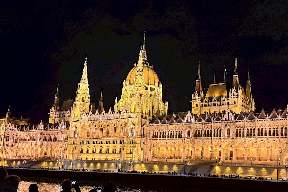 Hungarian Parliament Building at night, Budapest, Hungary. Photo by Ray Y.