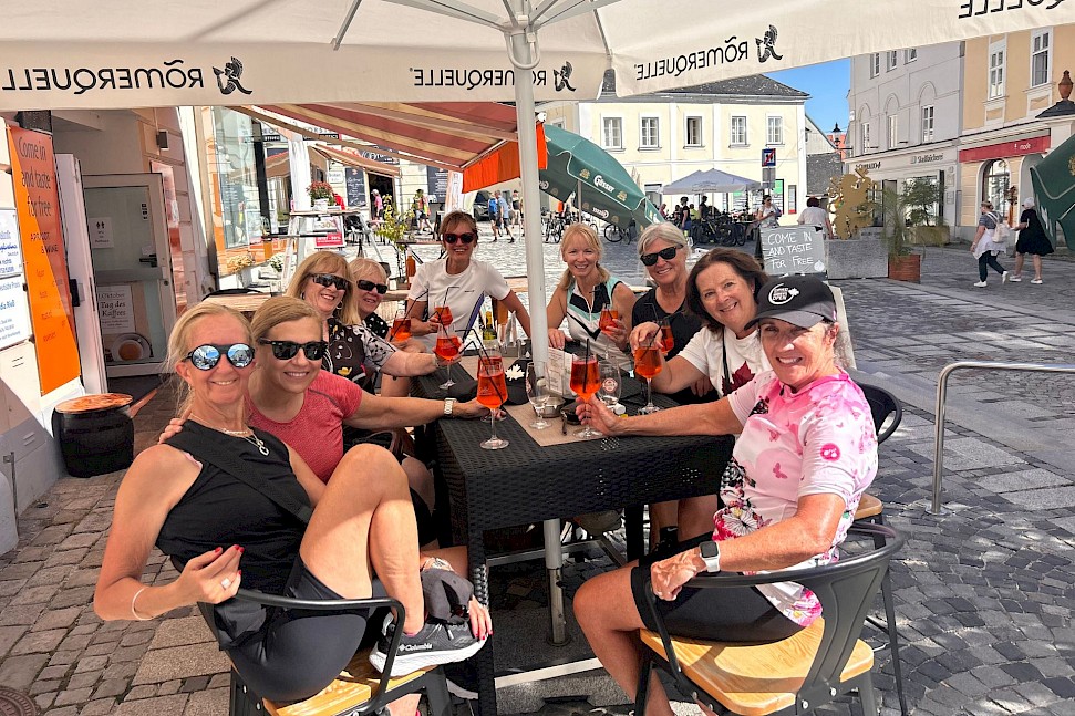 Relaxing in a cafe along the Danube. Photo by Kathy B.