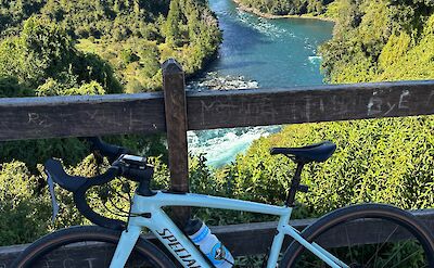 Cycling along the Ruta Lago Ranco in southern Chile. toAT