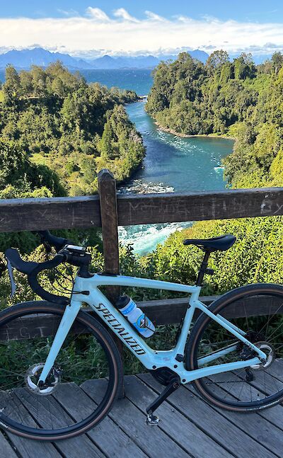 Cycling along the Ruta Lago Ranco in southern Chile. toAT