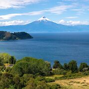 Chile Lakes & Volcanoes E-Bike Tour - Osorno Volcano overlooking Lake Llanquihue. toAT
