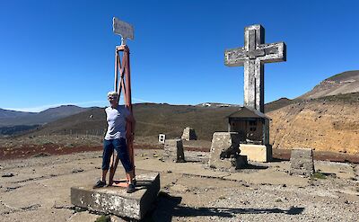 Hennie at the summit of Villarrica Volcano.