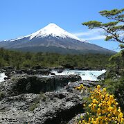 Chile Lakes & Volcanoes E-Bike Tour - Osorno Volcano towering above the turquoise waters. Unsplash@MarcusDall
