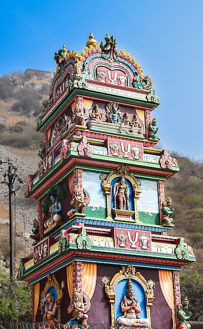 Decorated temple tower in Jaipur. Pexels@AXPphotography