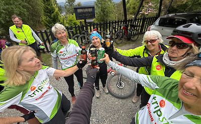 Celebrating the journey together on Argentina to Chile bike tour. toAT