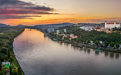 Danube river at sunrise in Bratislava, Slovak Republic.