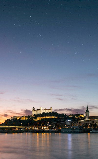 Evening illuminations in Bratislava, Slovakia. Unsplash@Martin Katler