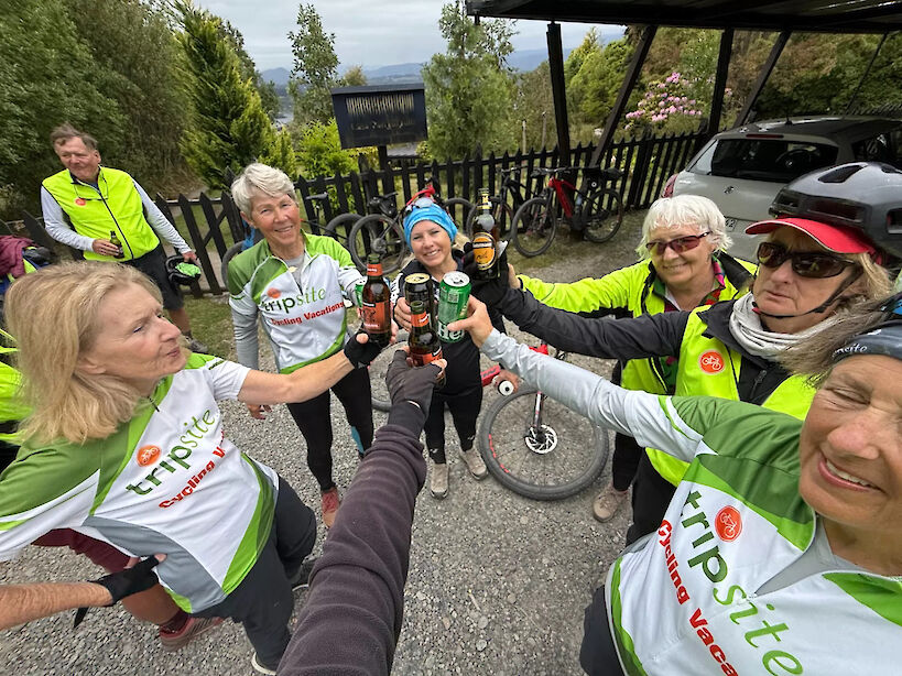 A well-earned drink after a day's riding.