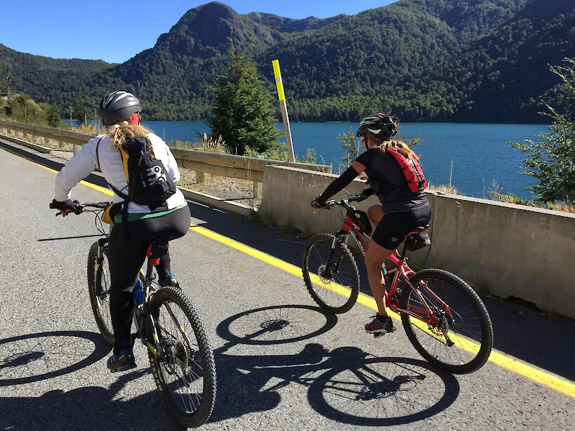 Cycling paved roads past the lakes.