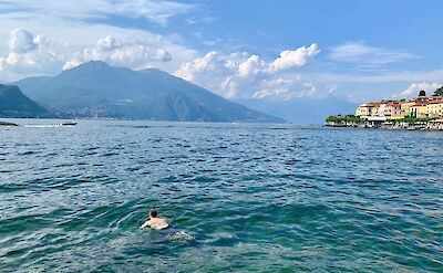 Swimming in the clear waters of Lake Como.  cc@Heather