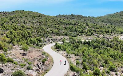 Quiet mountain road through the Mani Peninsula landscape. toABB