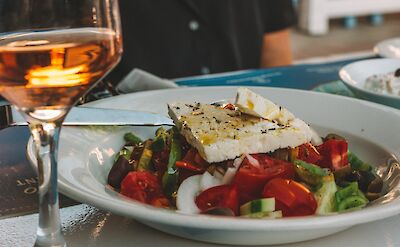 Traditional Greek salad with local feta cheese. unsplash@Loes Klinker