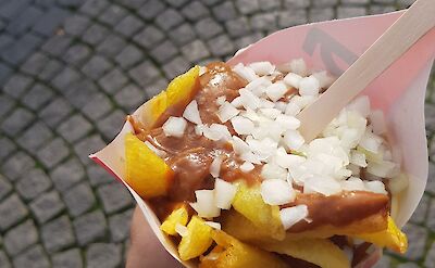 Dutch Fries with Peanut Sauce - a beloved Dutch street-food. cc:Kaitary