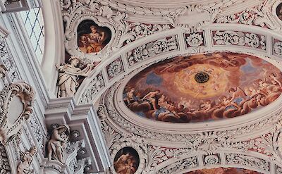 Intricate Baroque ceiling frescos, Passau, Germany. Unsplash@Yves Cedric Schulze