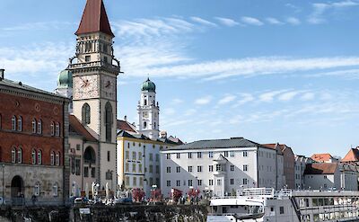 The historical buildings and bell tower of Passau waterfront, Germany. Unsplash@Wolfgang Weiser