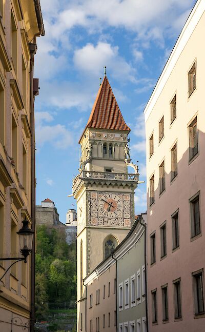 Clocktower in Passau, Germany. Unsplash@Leonhard Niederwimmer