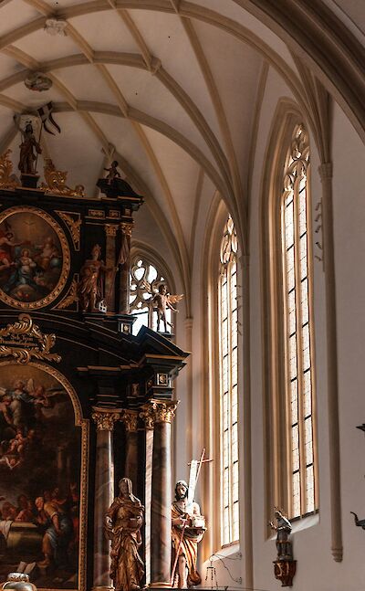 Inside a church in Durnstein, Austria. Unsplash@Roman Vasylovskyi