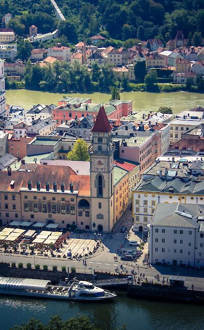 Passau from above, Germany. Unsplash@Silas Lundquist