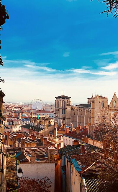 Panoramic view over Vieux Lyon (Old Lyon) and the Saône River. Unsplash:SabraDre