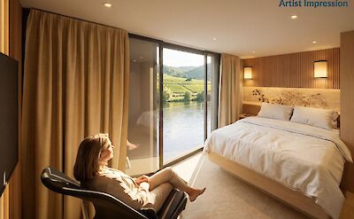Artist rendoring of refurbished cabin | Veloria | Bike & Boat