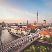 Berlin & Brandenburg by E-Bike & Boat - Berlin skyline and the Fernsehturm. unsplash:FlorianWehde
