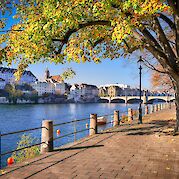 Basel to Amsterdam E-Bike & Boat Tour - Basel's Rhine promenade. pixabay:Fietzfotos