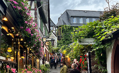 R&uuml;desheim's lively Drosselgasse is lined with wine taverns, caf&eacute;s, and traditional inns. to:TN