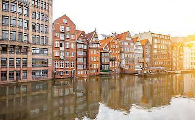 Historic canal houses in Hamburg's Speicherstadt district. toBBT