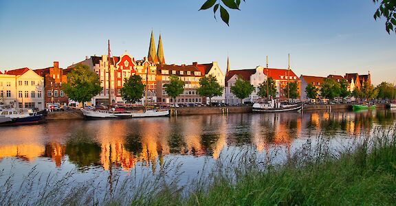 L&uuml;beck's waterfront along the Trave River. Pixabay:justmarius