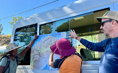 Showing the hiking group the Cova Crater route, Santo Antao, Cape Verde. CC:Rosalind Perrett