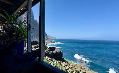 View from a restaurant along the Ponta do Sol to Cruzinha hiking trail, Santo Antao, Cape Verde. CC:Rosalind Perrett