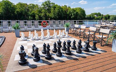 Chess Board on the Sun Deck | Amadeus Diamond | Bike & Boat Tour