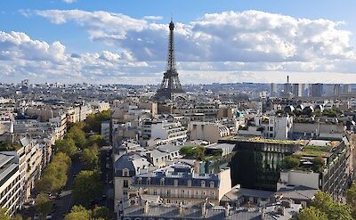 Elevated view over the rooftops of Paris, France. toTN
