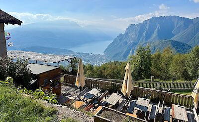 Refugio with views over the lake on the descent to Riva. cc:Tripsite
