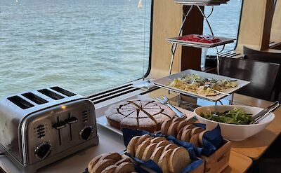 Breakfast buffet aboard the barge. toGL