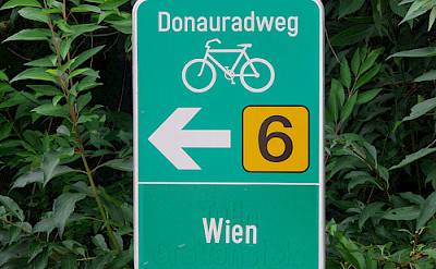 Popular bike path signs 'Donauradweg' guide you on this bike tour. 'Wien' is Vienna. Flickr:MuntyPix