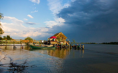 Colorful fishing huts and waterside settlements of the Danube Delta. toRR