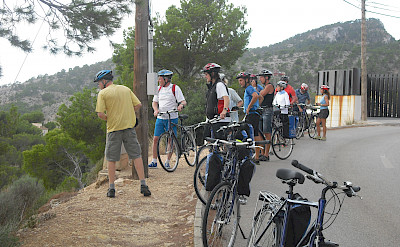 Look out below! Stepping off the bike in Mallorca