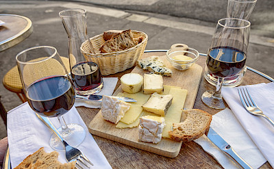 Wine & cheese board in Paris, France. Flickr:Joe deSousa