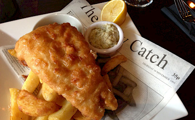 Fish and chips in England, of course! Flickr:Smabs Sputzer