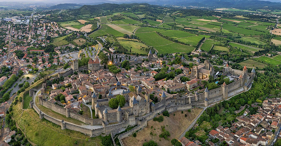 Carcassonne is the largest walled city in Europe. Part of the Canal du Midi tour in France. CC:Chensiyuan