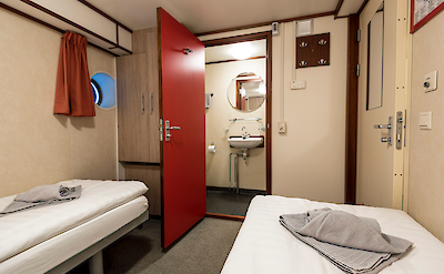 All cabins have a private bathroom on board the Quo Vadis