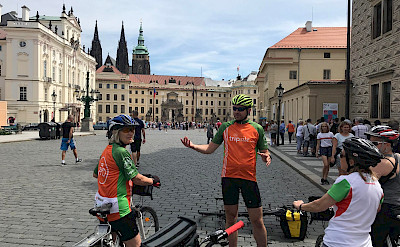 Hennie and her group biking through Prague, Czech Republic.