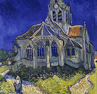 Church in Auvers-sur-Oise painted by Vincent van Gogh. He also died and is buried here.