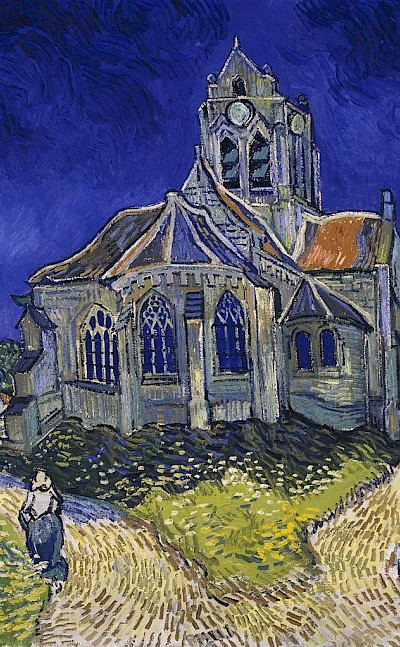 Church in Auvers-sur-Oise painted by Vincent van Gogh. He also died and is buried here.