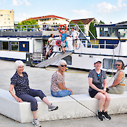 Guests outside the Clair d’Etoile in Chateau Thiery | Bike & Boat Tour