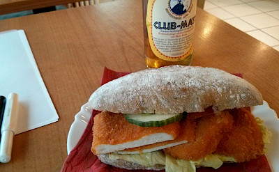 Schnitzel sandwich, Germans love their schnitzel! Flickr:Wilhelm Lappe