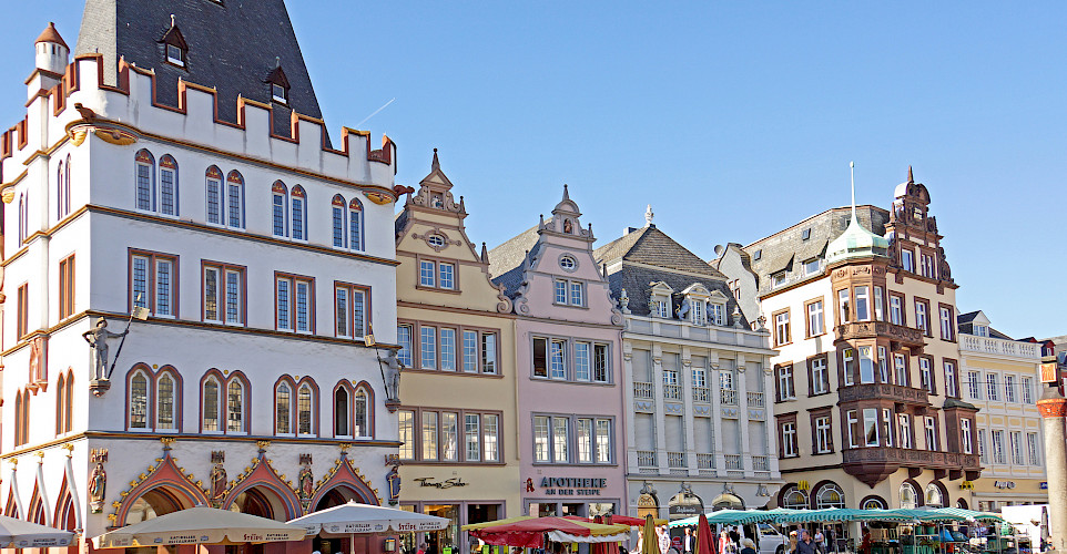 Marketplace in Trier, Germany along the Mosel River. Flickr:Dennis Jarvis