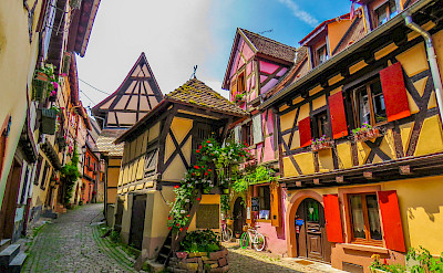 Decorative Eguisheim is known for its great Alsace wine. Flickr:Keifer