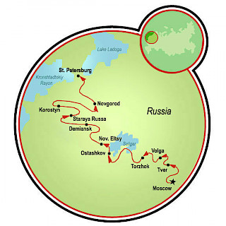 Três Capitais da Rússia Map